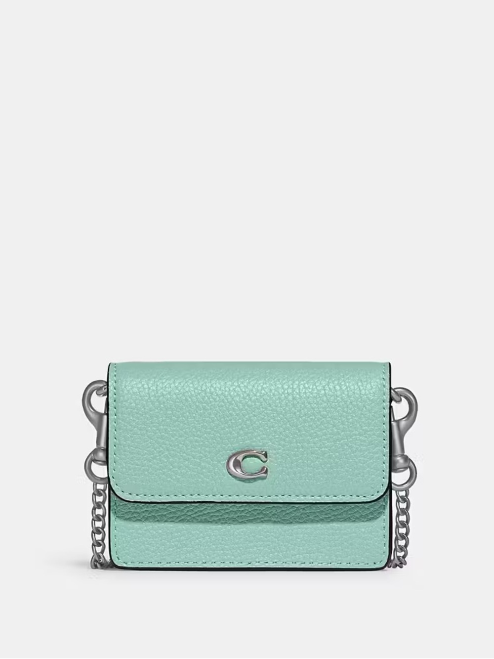 NWOT Coach Essential Half Flap Card Case, Faded Blue/Silver